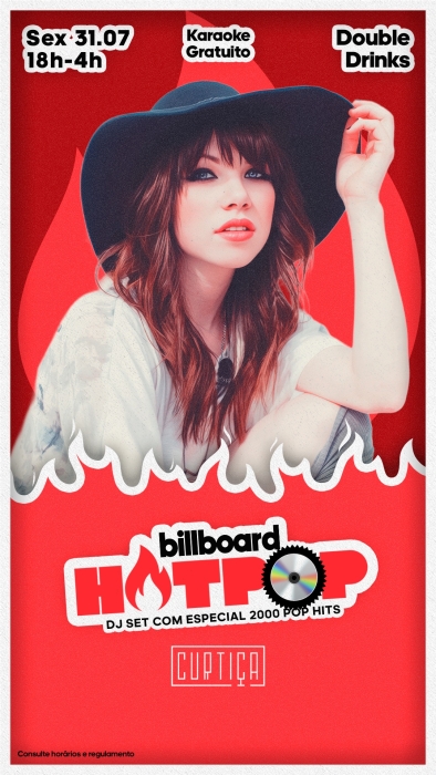 Evento: HOTPOP • 18h às 4h • Lista VIP até 20h
